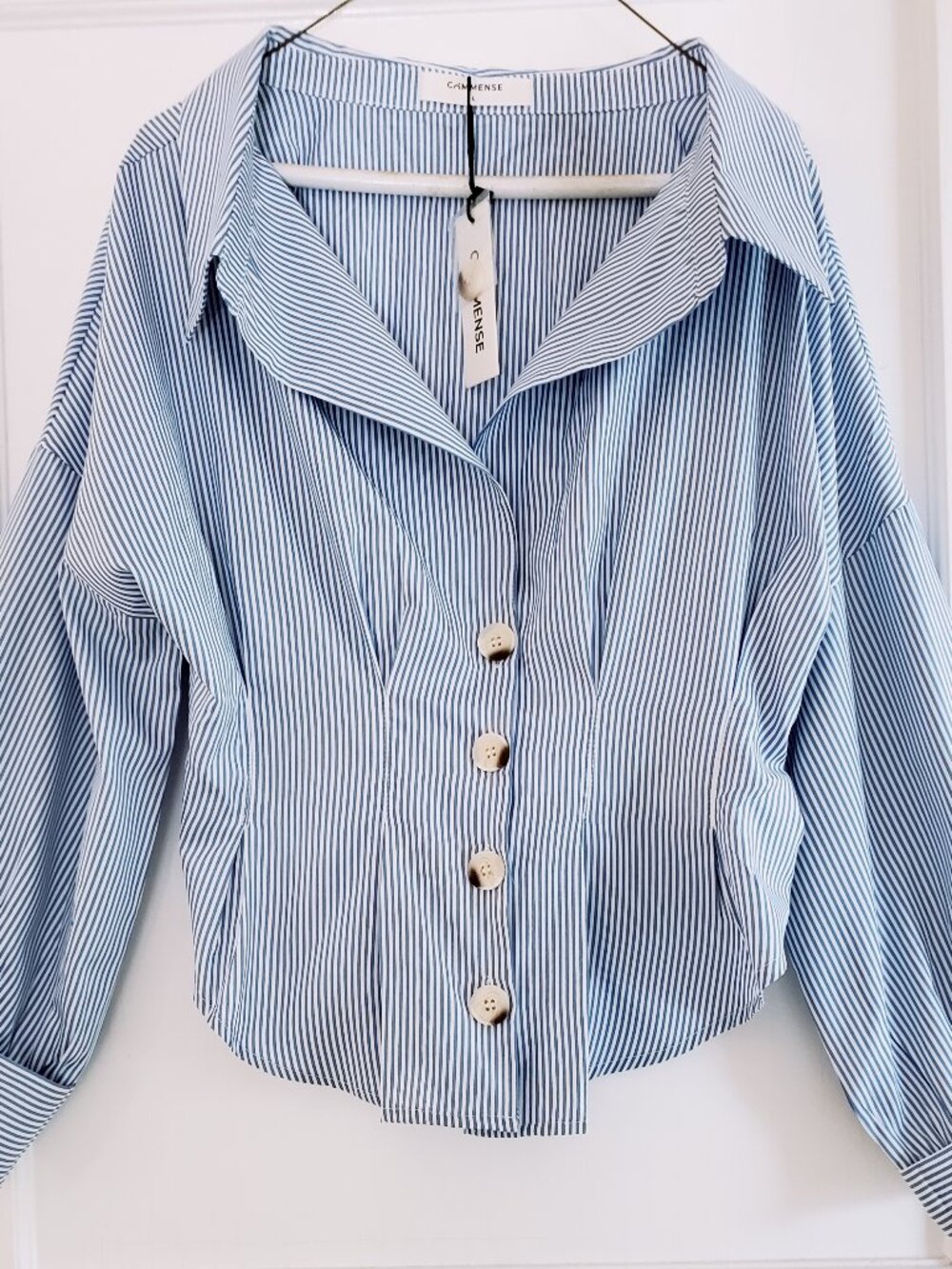 BLOUSE - BLUE & WHITE STRIPED